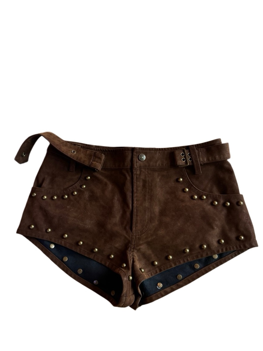 We The Free by Free People Women's The Cool Kid Suede Micro Shorts in Brown - 4 - Picture 4 of 8